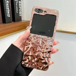 Ultra-Slim Shockproof Plating Tin Foil Wrinkle Case with Water Ripple Design for Samsung Z Flip 6 (Rosegold)