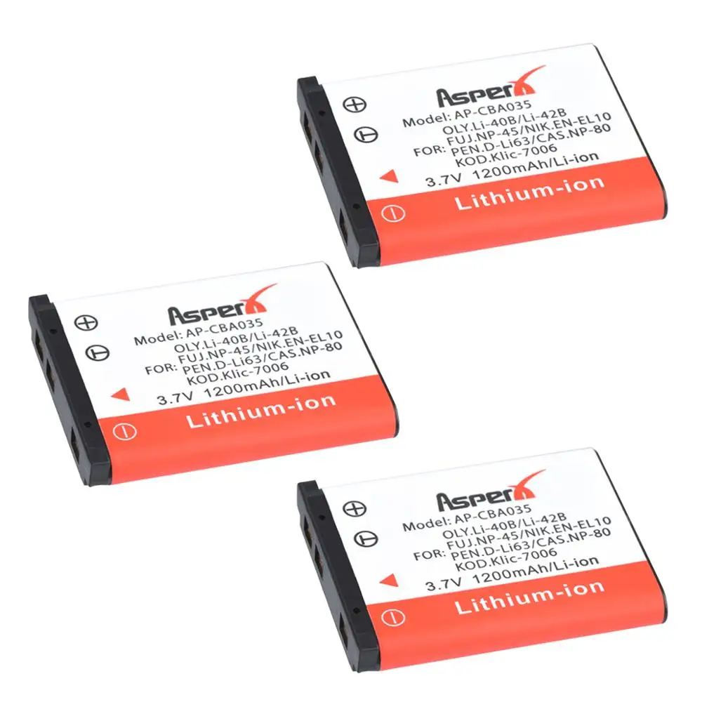 Bateria Asperx-camara para Fuji Li42b Li-40b Li40b Li-42b Li-ion np 45 Olympus Fe190 Fujifilm Np-45 - Image 3