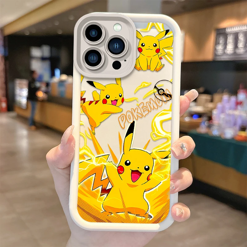 thumbnail image 1 of Funda de teléfono de dibujos animados Pokémon Pikachu para iPhone 16, 15, 14, 13, 12, 11 Pro Max, 16, 15, 14, 8, 7 Plus, X, XS Max, 8, 7, cubierta de silicona a prueba de golpes, 1 of 5