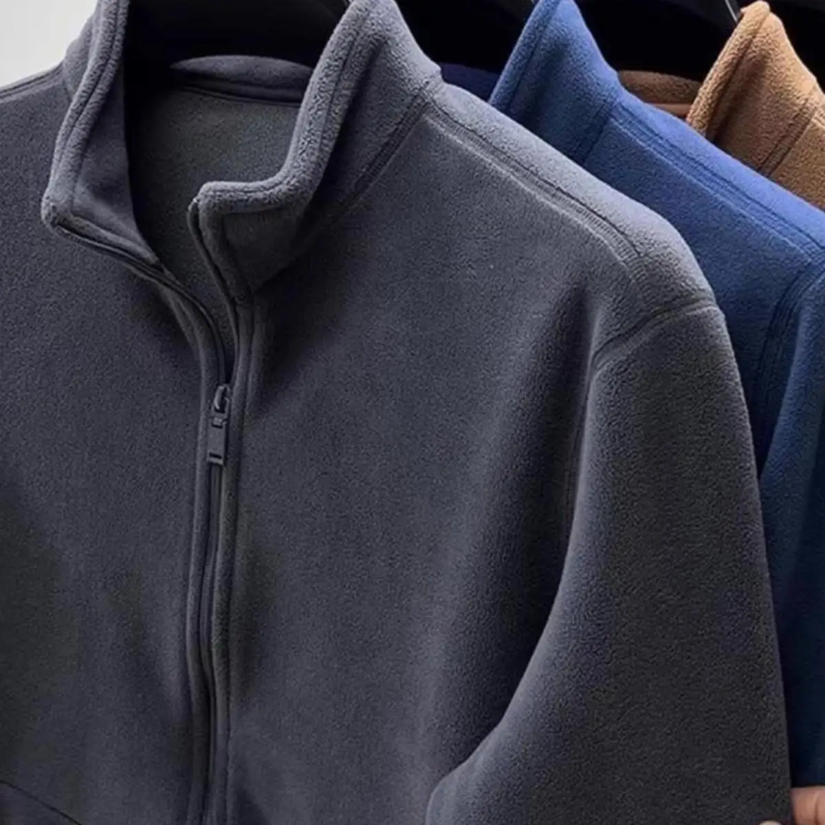 Men's Fce Long Sve Cardigan Jaet Loose Fit Stand Collar Trendy Brand Autumn Winter Casual Wear Zipper Closure  C...