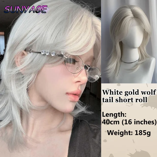 SUNYAGE Halloween Synthetic Short Mullet Head Wigs With
