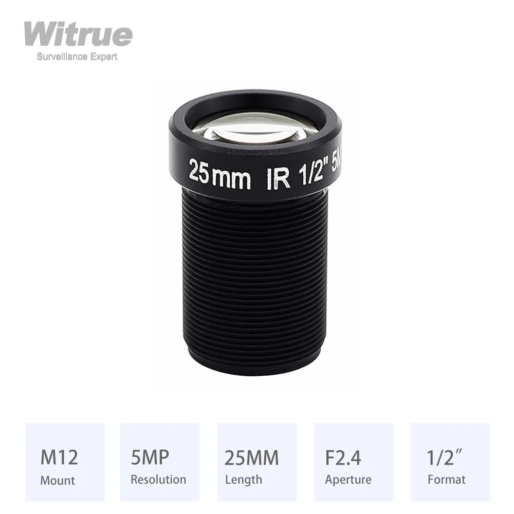 

Witrue HD 5.0Megapixel 25mm M12 CCTV Lens 1/2" F2.4 For SurveillanceSecurity IP Cameras Long Viewing Distance Up to 50m