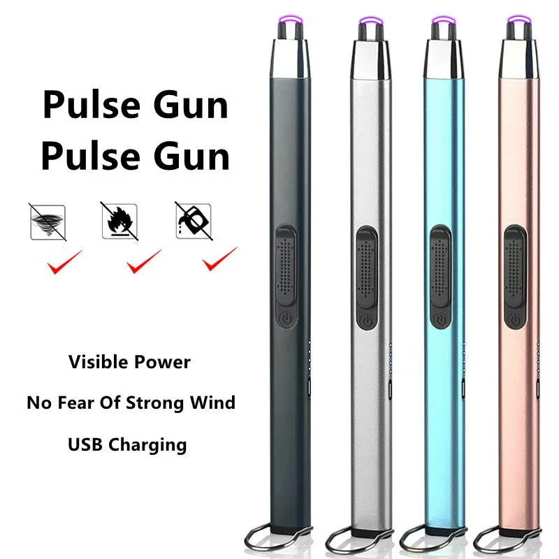 

USB Type-C Charging Portable Hook Electric Arc Ignition Lighter Metal Outdoor Windproof Kitchen Candle BBQ Gas Stove Pulse Gun