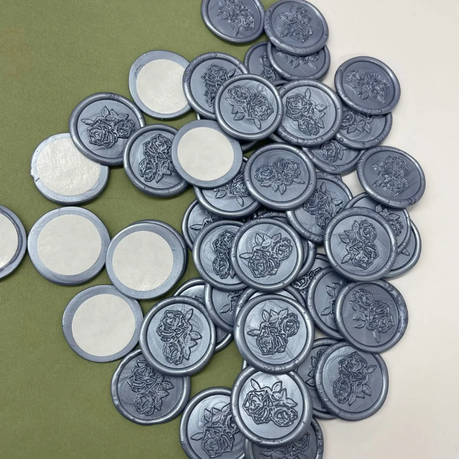 20-100pcs dusty blue Self Adhesive Wax Seal Stickers Wedding Invitation Envelope sealing Botanical Stickers wax seal stickers