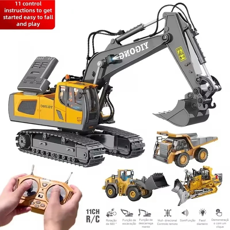 2.4G Remote Control Excavator Dump Truck RC Model Car Toy Professional Alloy Plastic Simulation Construction Vehicle For Kid rc cars rc trucks rc construction toy