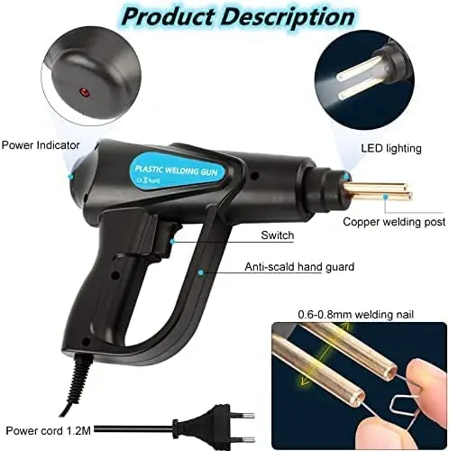 70W Plastic Welding Machine Plastic Welder Gun Car Bumper Repair Kit with 200/600/1000 Pcs Hot Staples Car Tools Kit — view 6