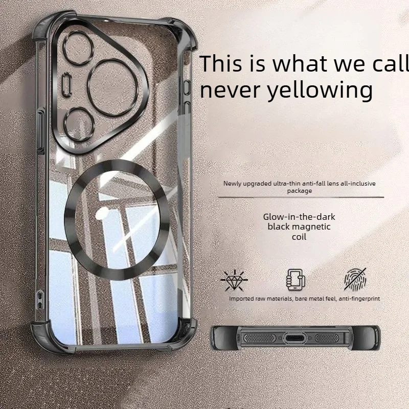 Luxury Plating Edge Transparent Phone Case - Shockproof Magnetic Protector Cover