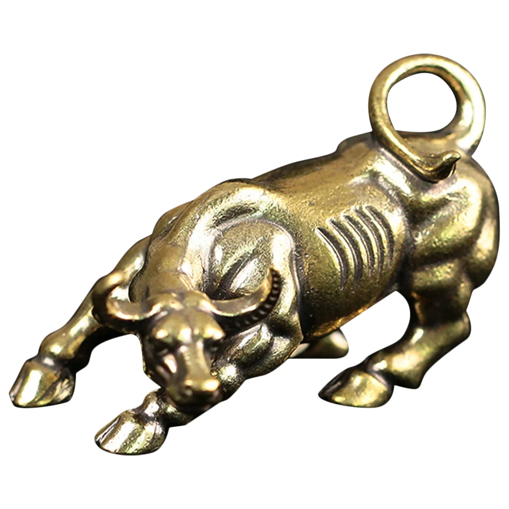 

Brass Bull Figurine Mini Copper Cow Ox Statue Cattle Pendants Cow Charms Statue Cow Cattle Calf Sculpture Keychain Feng Shui