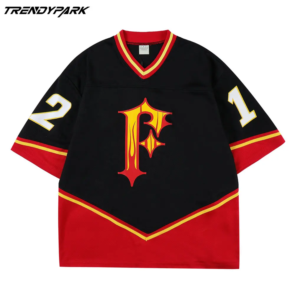 Футболка мужская с V-образным вырезом винтажная сетчатая рубашка для футбольной