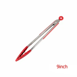 Premium Silicone Non-Stick Cooking Tongs - 9 & 12 Set, BPA-Free (Red 9 inch)