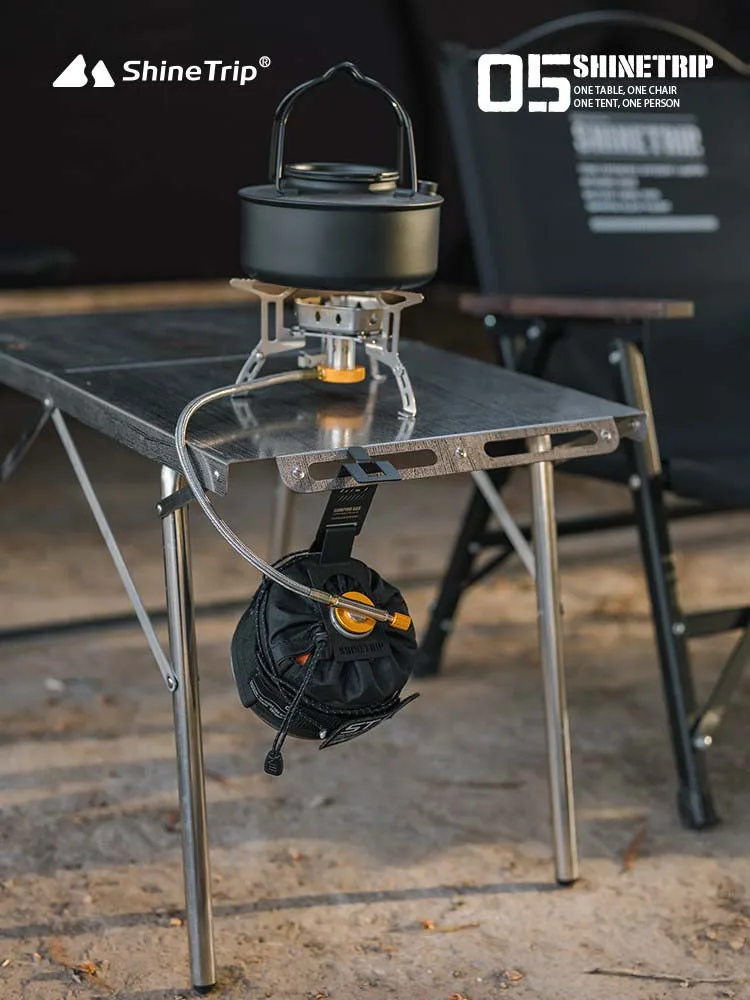 Description Picture 5 of itemShinetrip Outdoor Camping IGT Table Stainless Steel Gas Tank Black Hook Plateau Butane Gas Tank Flat Gas Tank Buckle Accessories