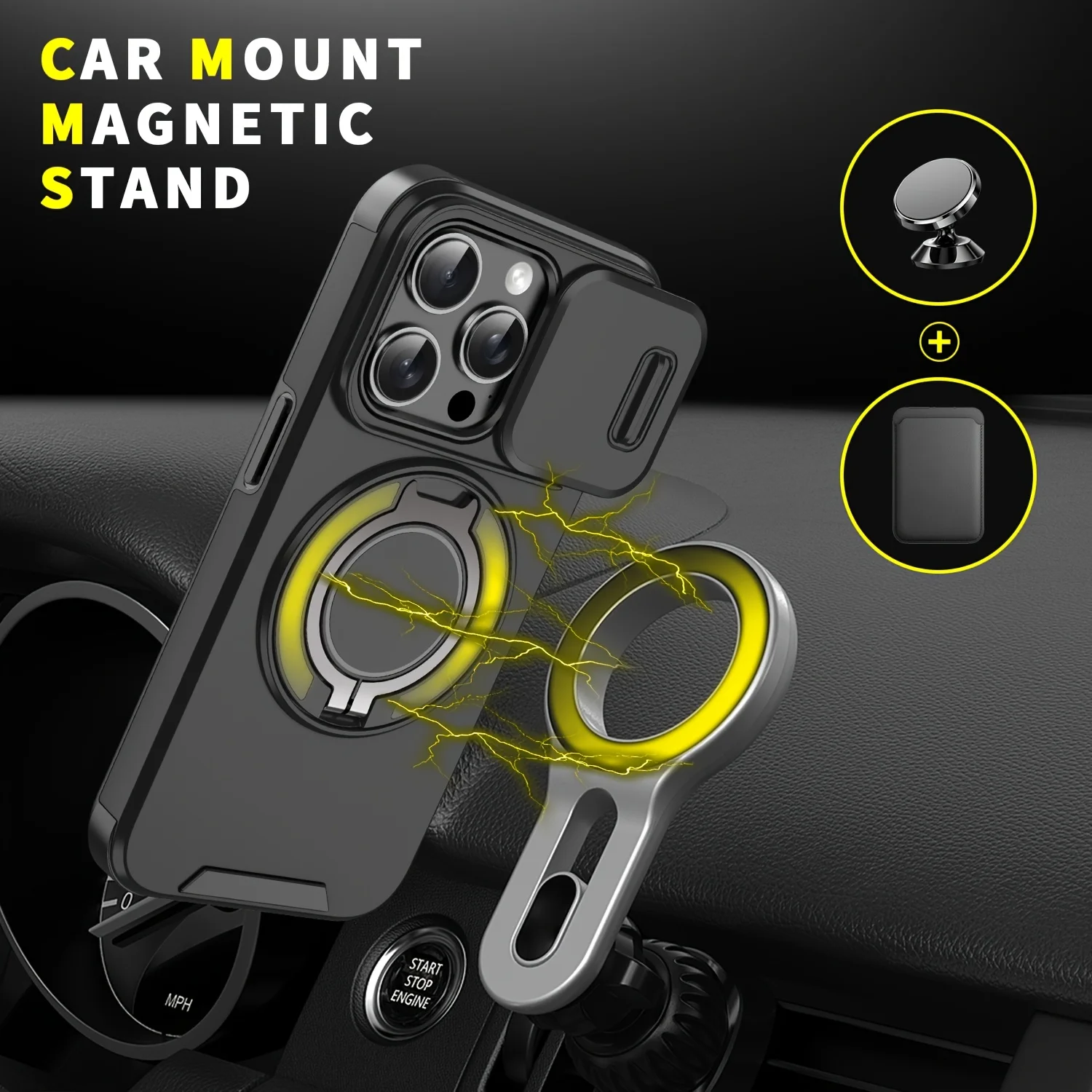 Premium Heavy Duty Magnetic Armor Case with Slide Camera Protection