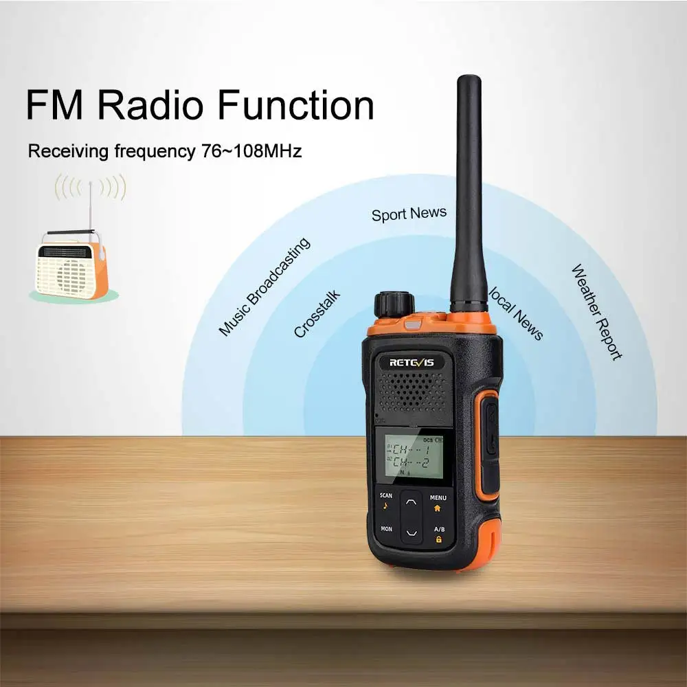 Retevis Walkie Talkie Long Range Mini Two-way FM Radio RB627B Walkie ...