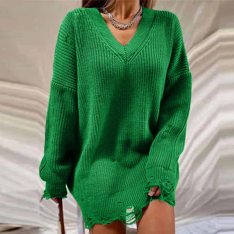 Vrouwen Gebreide Trui Jurk Herfst Winter Lange Mouw Elegante Straat Casual Jurken Losse Oversized Kraag Gebreide Trui Jurk green cardigan