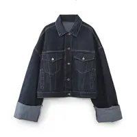 DUOPERI Women Fashion 2 Pieces Sets With Pocket Denim Blue Jackets & Front Zipper Trousers Feamle Chic Lady Pants Sets - Image 2