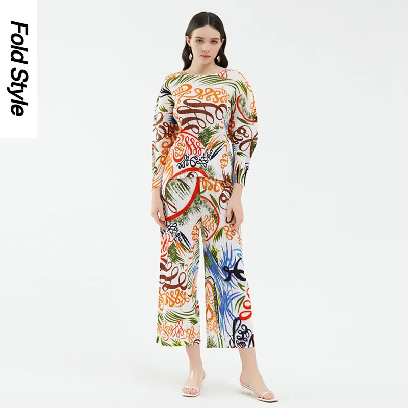 

Fashion Set New 2024 Summer and Autumn Women's Clothing Niche Long Sleeved Top Casual Straight Leg Pants Two Piece Set for Women