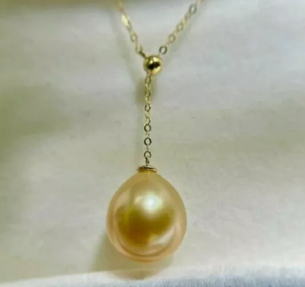 

Gorgeous AAAA 9x12mm South China Sea Gold Pearl Pendant Necklace 18 "14K Gold 8-9mm 9-10mm 10-11mm 11-12mm