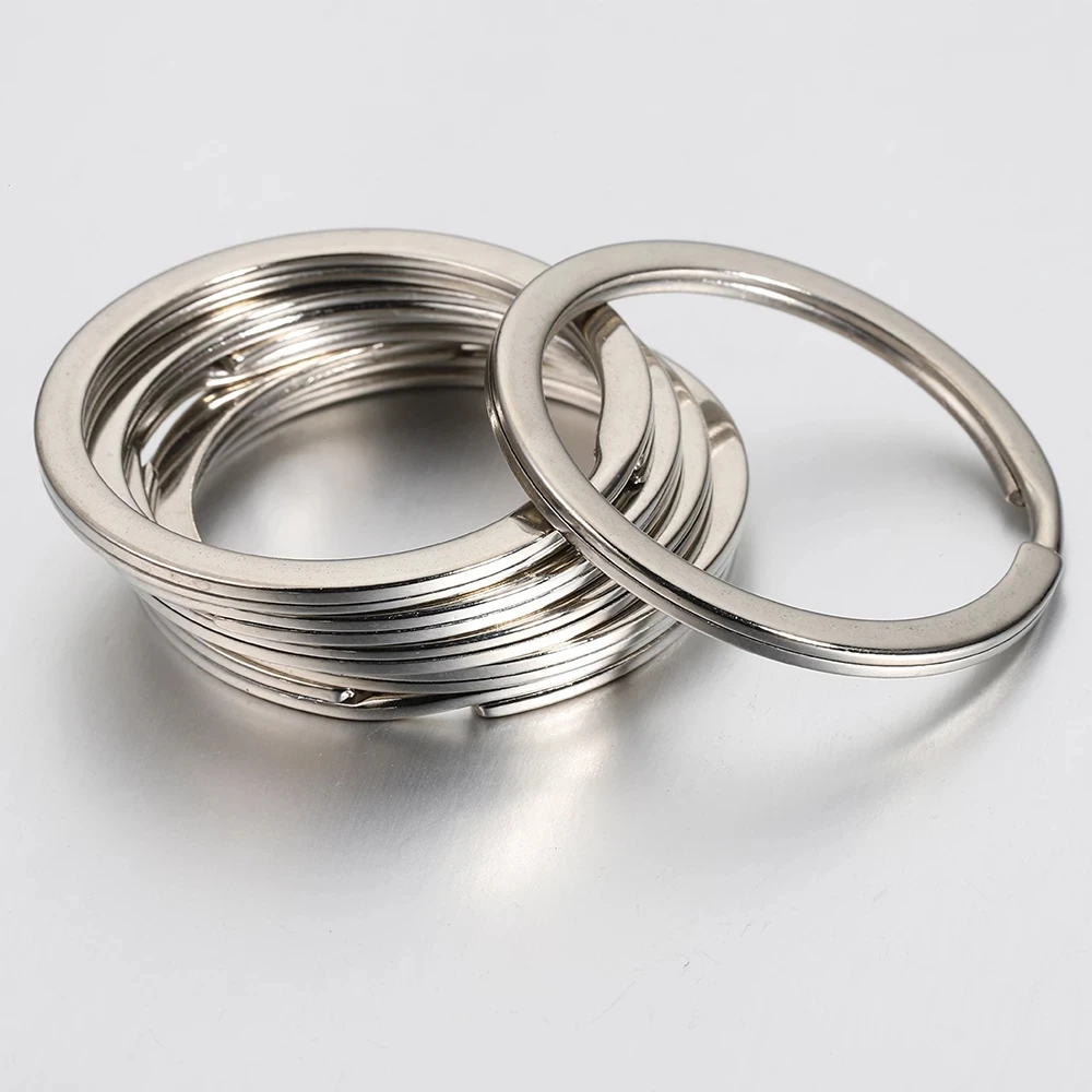 20 sztuk breloki ze stali nierdzewnej 20/25/28/30/35mm okrągły płaska linia dzielone pierścienie brelok do tworzenia biżuterii brelok DIY ustalenia