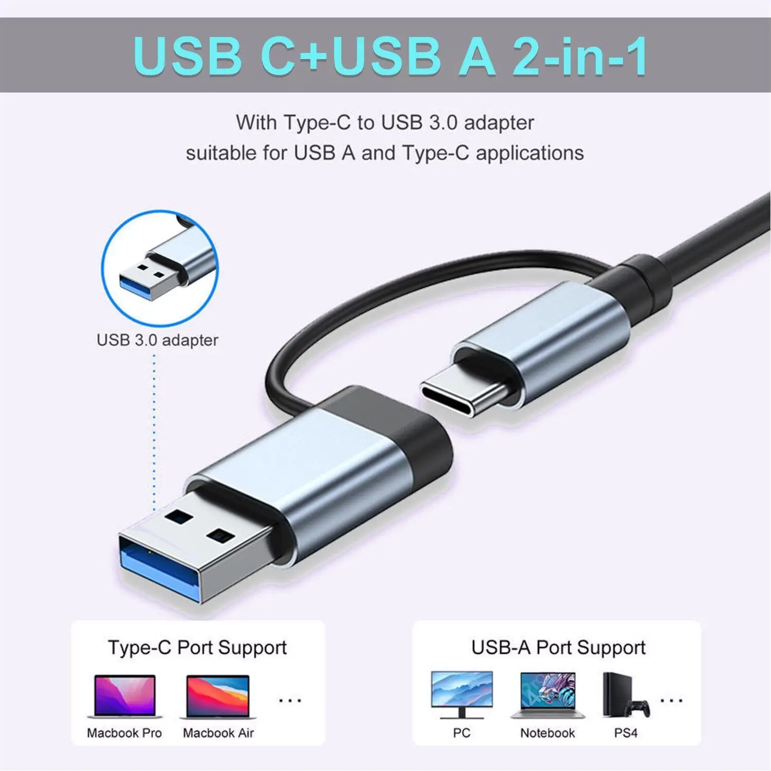 8-in-1 USB-C Hub with HDMI, SD/TF Card Reader, Audio Jack, and USB 3.0 Ports