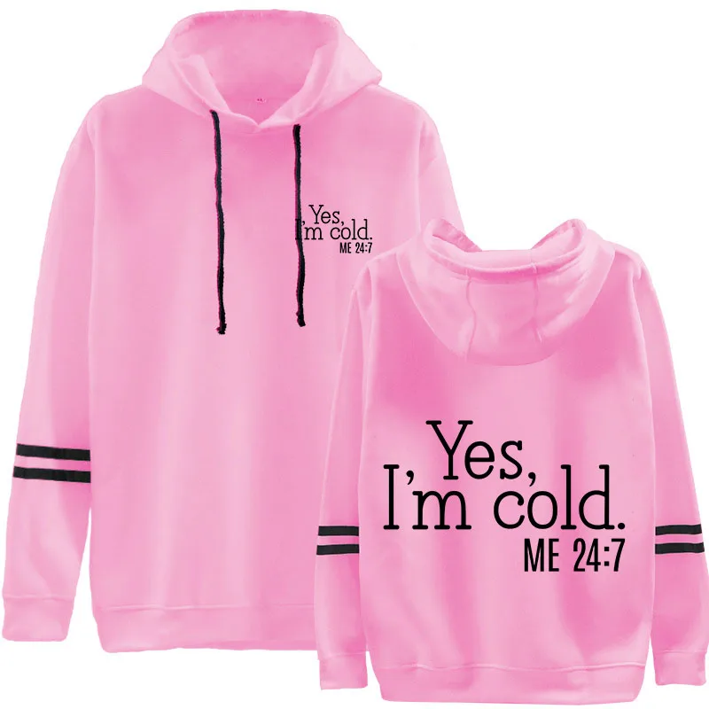 Yes I‘m Cold Womens Hoodie Long-Sleeved Lazy Style Top Daily Striped Slim Fit Sweatshirts Solid Color Versatile Casual Tracksuit 5