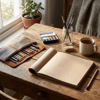 Blocco da Disegno per Acquerello in Carta Spessa, Senza Acidi, con Rilegatura Orizzontale, per Pennarelli, Formato Compatto Quadrato, Quaderno Artistico