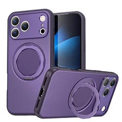 Magnetic Rotating Ring Holder Armor Phone Case with Magsafe Cover - iPhone 15 Plus (PURPLE)