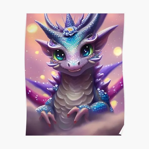 

Милый Фэнтезийный постер для девочки с драконом, украшение, искусство, винтажная домашняя настенная печать, фотообои, фотообои без рамки