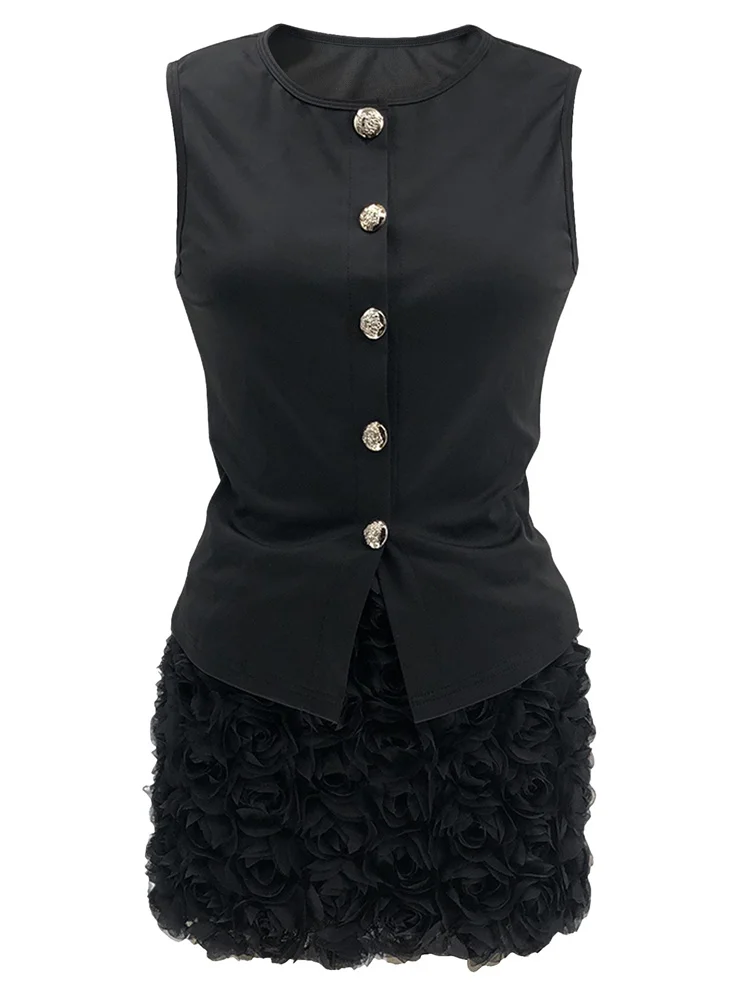 Wmstar Two Piece Outfits Wholesale Dress Sets Sleeveless Top Skirts Flower Body Wrap Matching Suit Dropshopping New in Summer