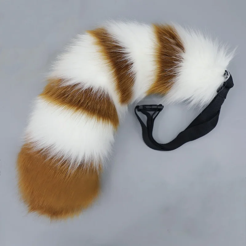 thumbnail image 1 of Recién llegado, diadema con orejas de piel sintética, orejas de mapache y zorro, conjunto de cola de animal, accesorios para disfraces de Halloween, diadema de anime, accesorios para cosplay, 1 of 5