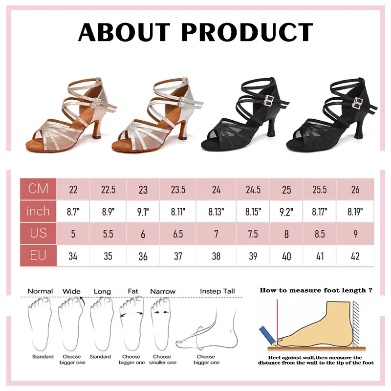 Latin Dance Shoes for Women Girls 7.5CM Heel dance shoes