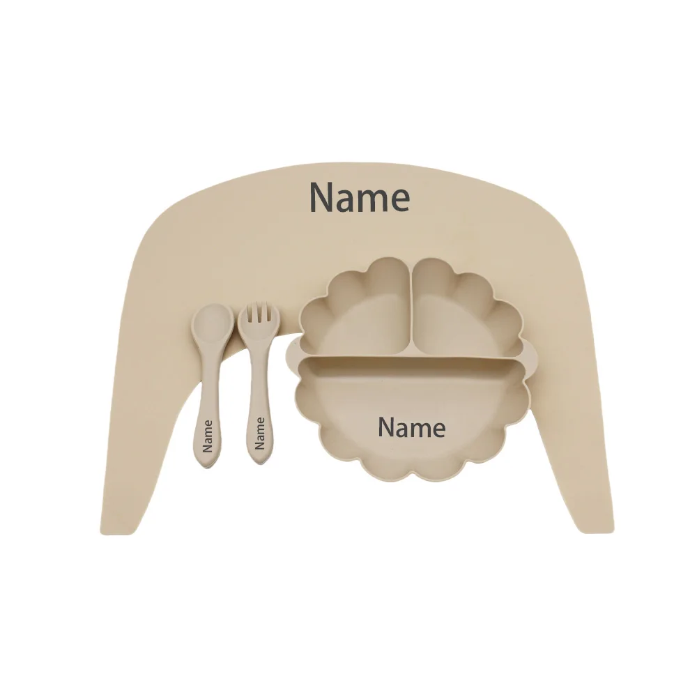 Free Name Printing Children's Tableware 4PCS Silicone Material More Thoughtful and Unique Personalized Gifts for Boys and Girls