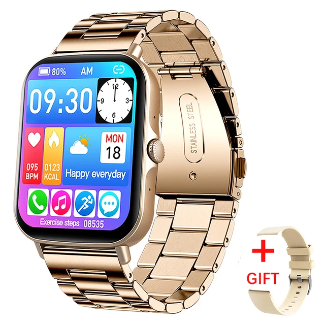 LIGE New Dial Call Smart Watch Men 2022 Full Touch Body Temperature Sports Fitness Tracker Waterproof Men Smartwatch Women + Box gold