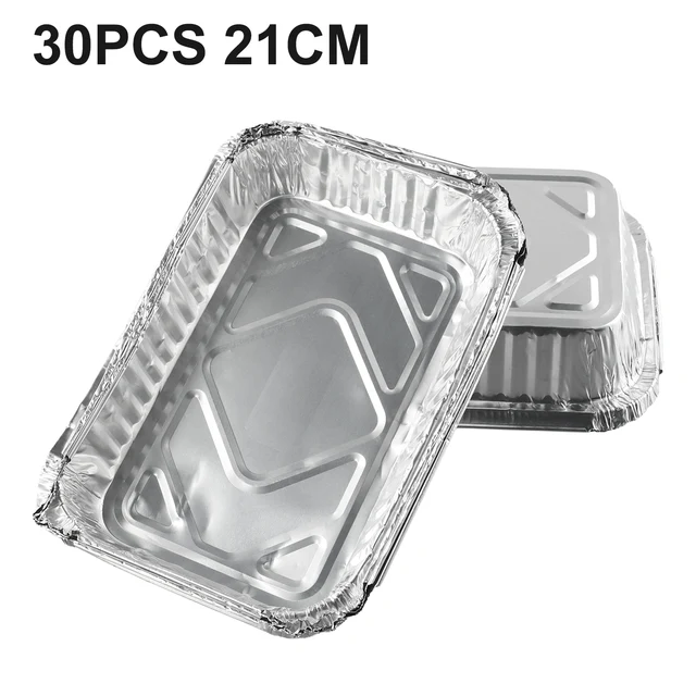 30PCS BBQ Aluminum Foil Grease Drip Pans Air Fryer Non-Stick Steaming Basket Recyclable Grill Catch Tray Kitchen Tool - Image 4