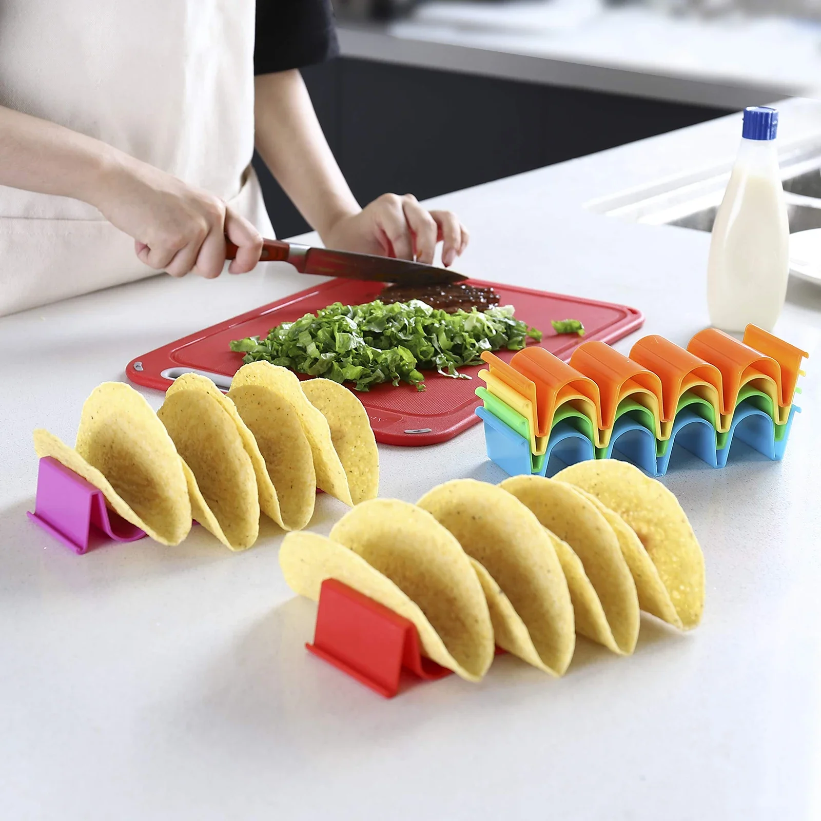 1/6pcs Taco Holders Colorful Mexican Food Hard Stand Holds Soft Shells Wave Shape Kitchen Tool Restaurant Pancake Shelf taco holder