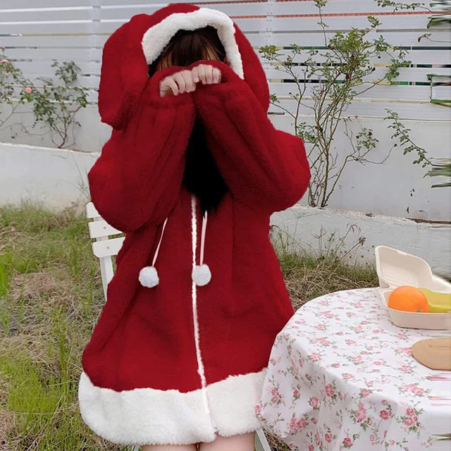 Harajuku Moda Feminina Hoodies Roupas de Inverno Kawaii Lã Bonito
