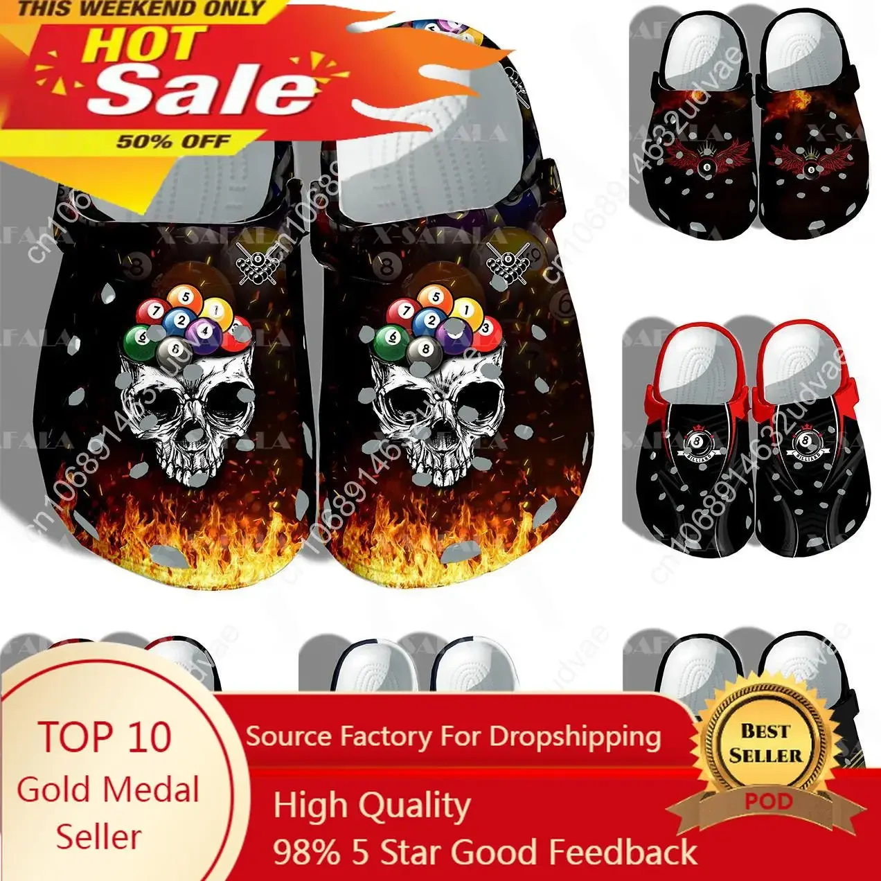 

Gift Billiards Player Club Lover 3D Print Men Women Classic Clogs Slippers Shoes EVA Ligtweight Sandals Summer Beach Outdoor-5