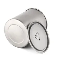Camping Titanium Cups 450ml 550ml 650ml 750ml Ti Cups Cooking Pot Ultralight Folding Handle 2