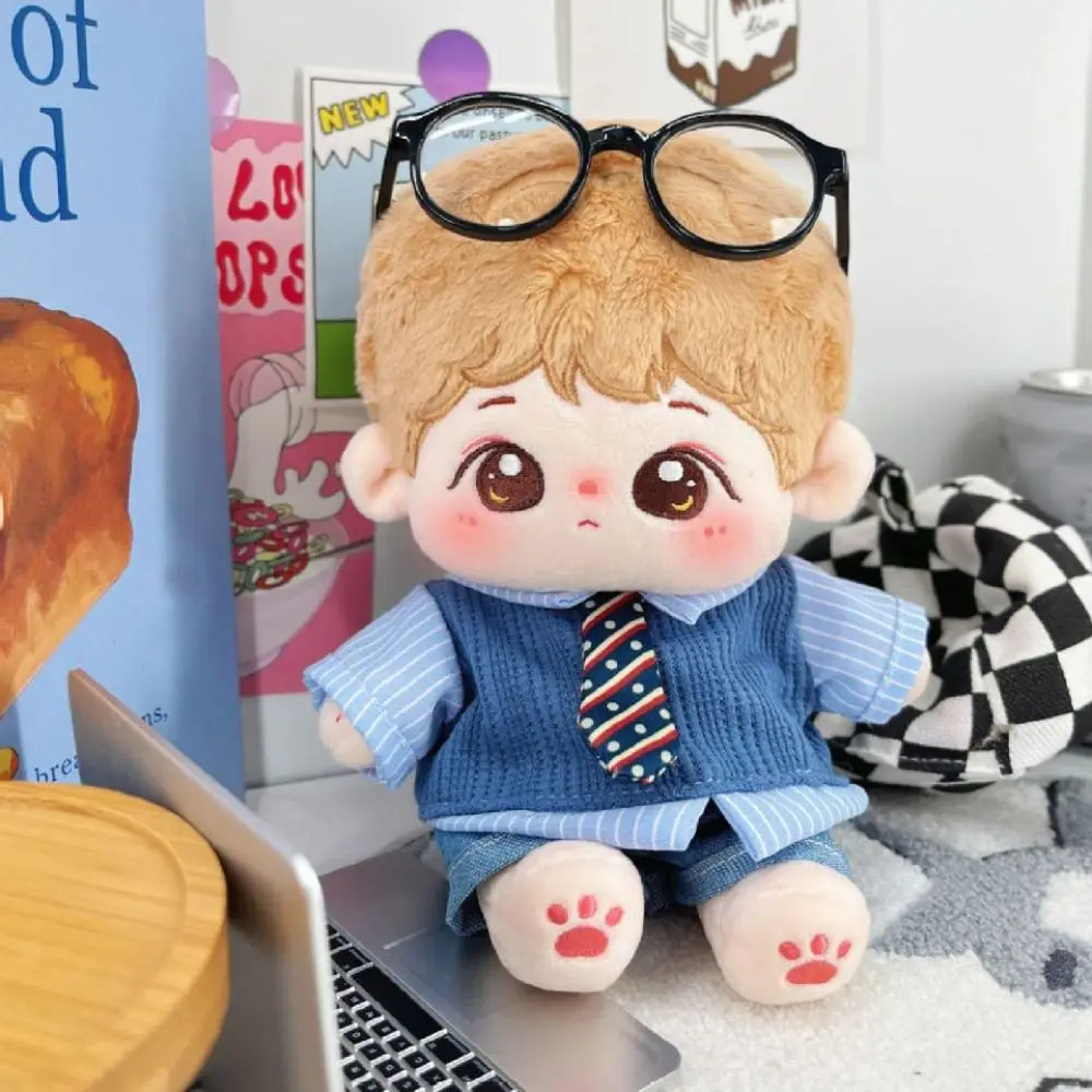 1 set Sweater Vest 20cm Cotton Doll Clothes School Uniform Tie Cotton Doll's Clothes Mini Denim Shorts Doll Clothes