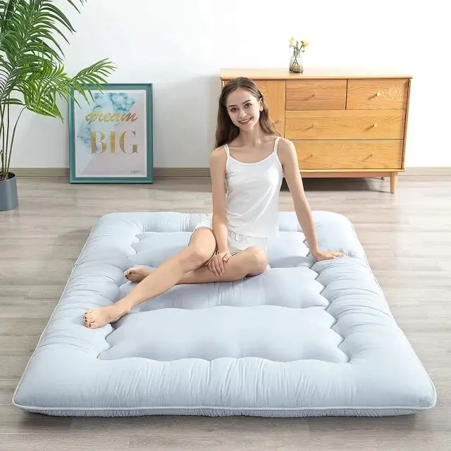 Colchón enrollable de estilo japonés, colchón de piso tatami, colchón de  futón grueso doble plegable, almohadilla de dormir individual/doble para
