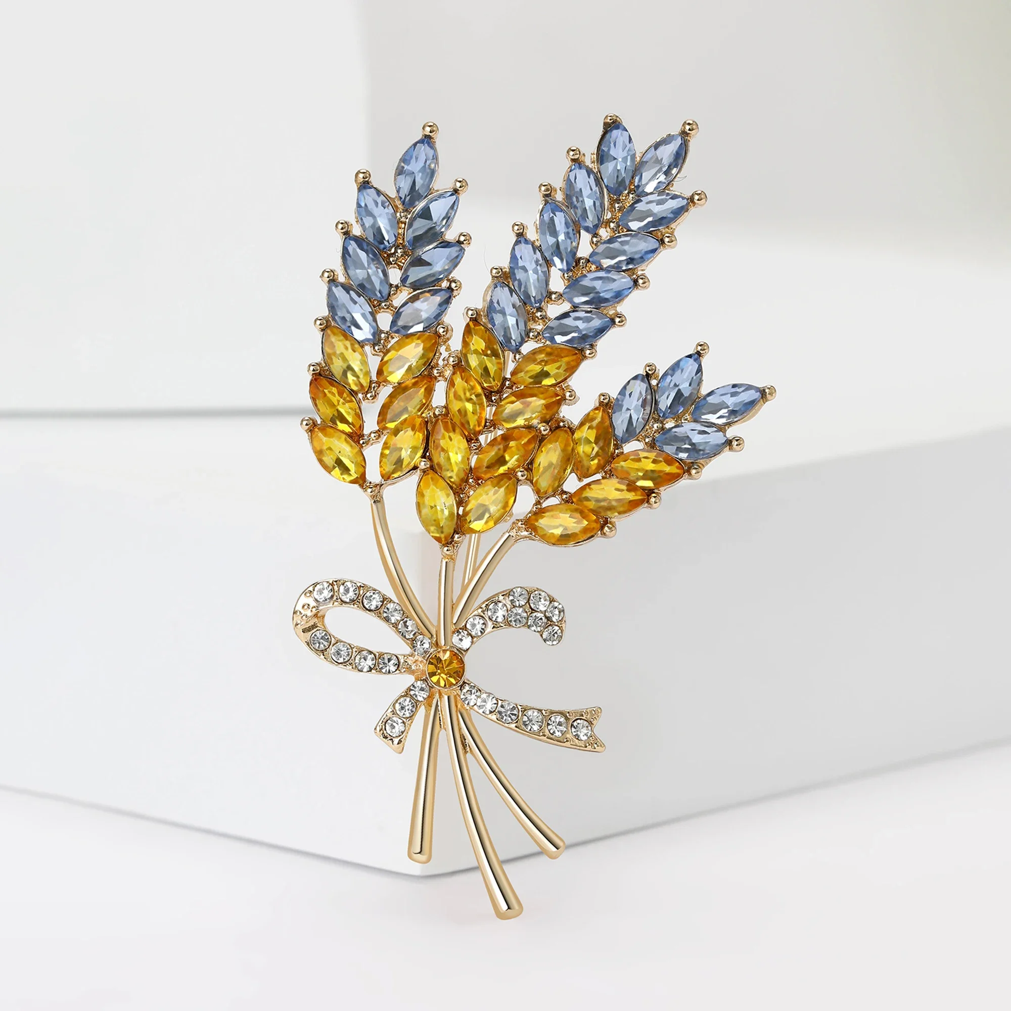 

New Rhinestone Ukrainian Wheat Ear Pins for Women Unisex Plant Brooches Event Party Backpack Decoration Clothes Accessories