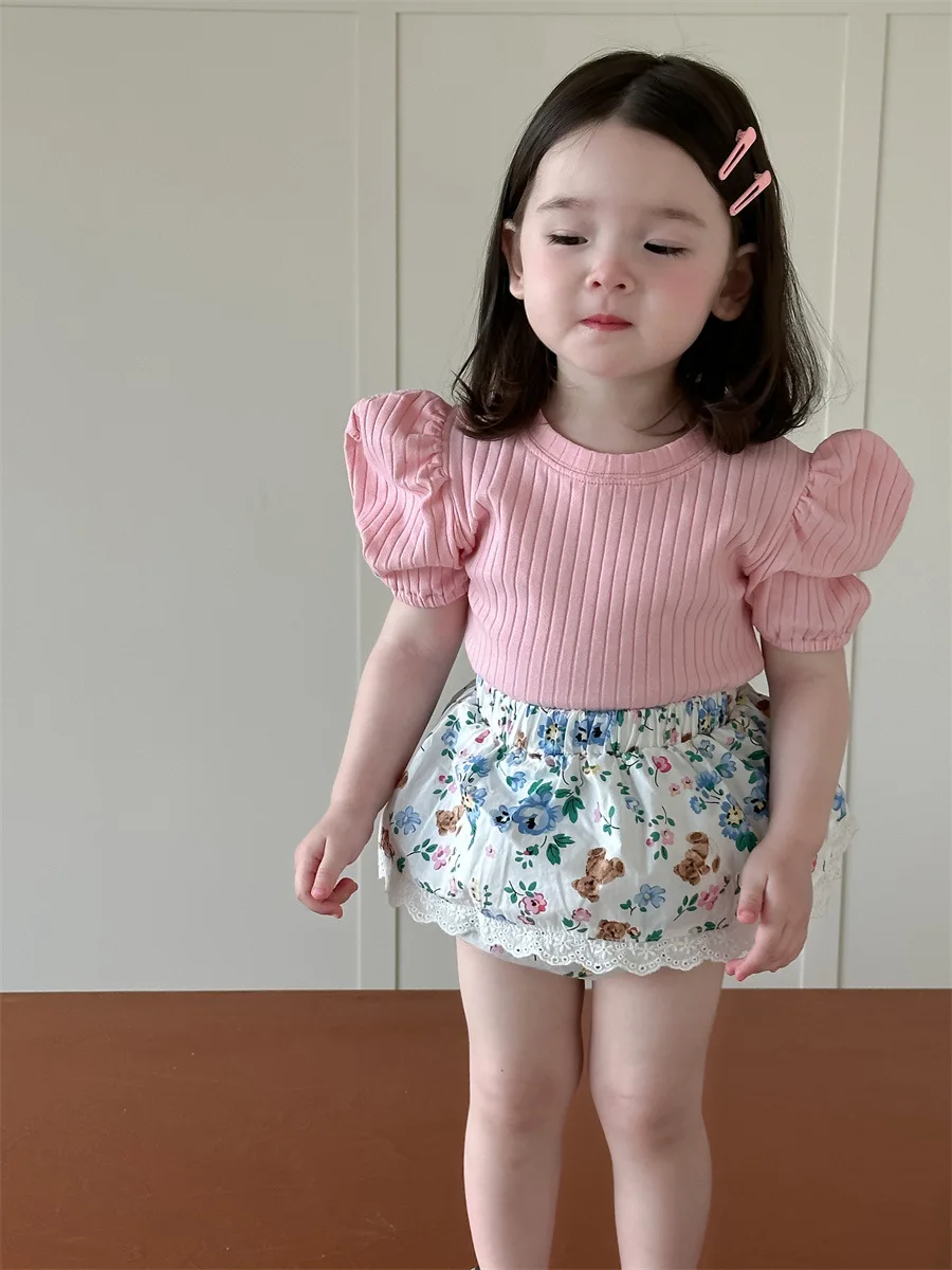 소녀 귀여운 레이스 스커트, 달콤한 꽃 공주 스커트, 얇은 코튼 소녀 PP 반바지 옷, 2025 여름 신상