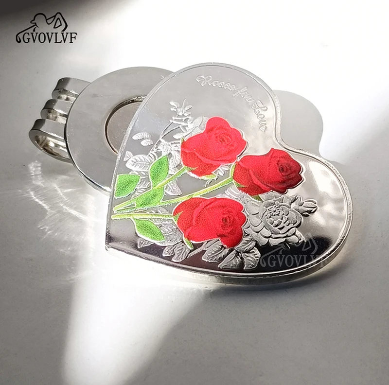 Golf Ball Marker Love Rose With Magnetic Cap Clips Girl Golfers Alloy Marker Golf Accessories Removable