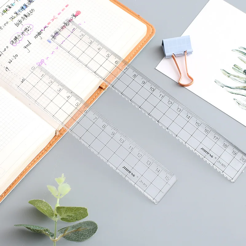 Ruler Set Drawing Ruler Straight Ruler Plastic Ruler 1pcs 15cm 18cm 20cm Transparent Simple Square Ruler Cute Stationery Drawing Supplies