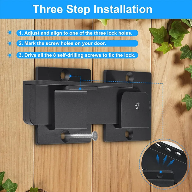 Heavy Duty Metal Flip Latches Adjustable Gate Bar Latch with Padlock Holes for Wooden Door Security Cabinet Furniture, Lock Set