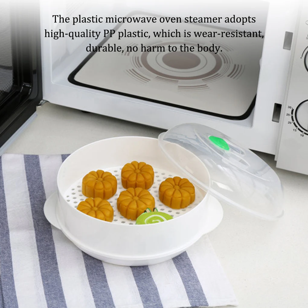 Microwave Oven Steamer Portable Detachable Reusable Heat-resistant Handled Steam Box Kitchen Heating Container