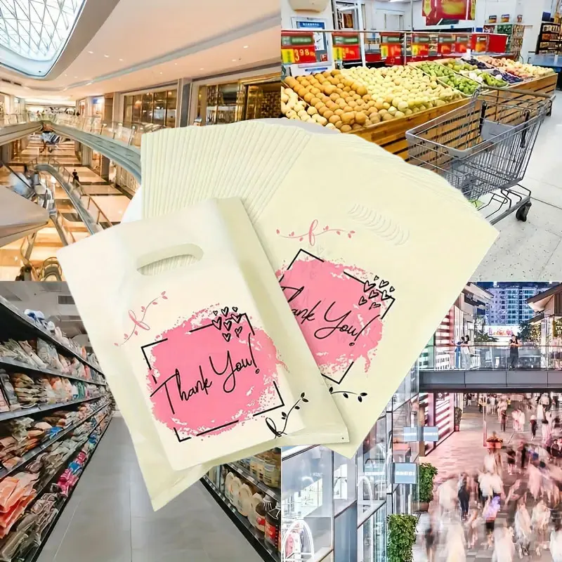 Versatile Reusable Plastic Shopping Bags for Retail and Gift Packaging (25/50/100 Pieces)
