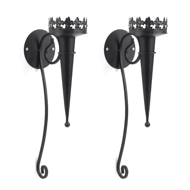 

2 шт., Европейский железный художественный настенный подсвечник, готический факел, подсвечник, подсвечник в стиле ретро, Прямая