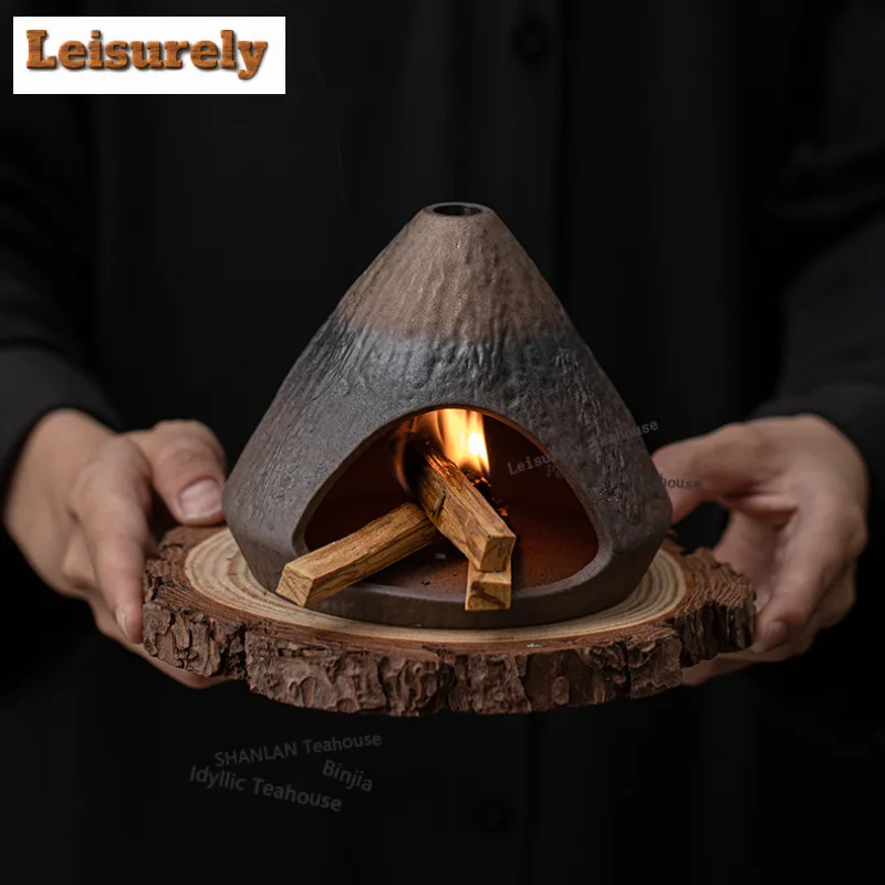 Gilt Iron Glaze Coarse Pottery Incense Holder Mist Smoking Steamers Incense Burners Aromatherapy Censer Chinese Tea Set Craft