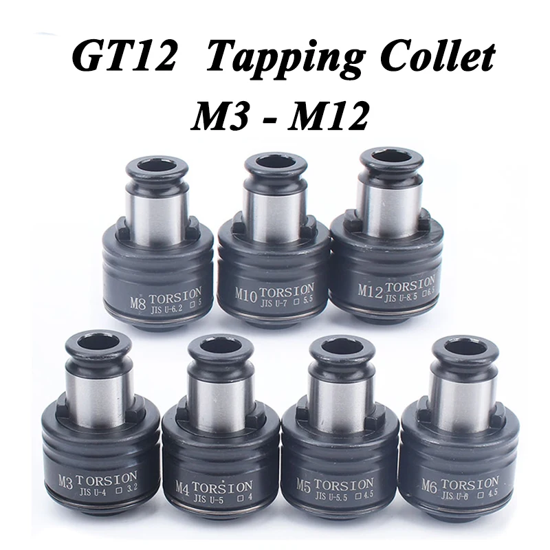 GT12 19mm ISO/DIN/JIS M3-M12 Set Tapping Collets Chucks Pneumatic Tapping Machine Chucks With Overload Protection