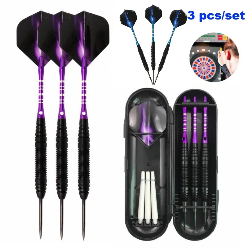 22g Tungsten Darts 3pcs/sets with Case+Steel Tip Needle+Barrel+Flights+Sports Shafts Professional Monochrome/Bicolor Darts Gifts 100 sets grommet kit with eyelets washers 0 236 inch 3pcs installation tools silver metal grommets for fabric leather clothing tarps